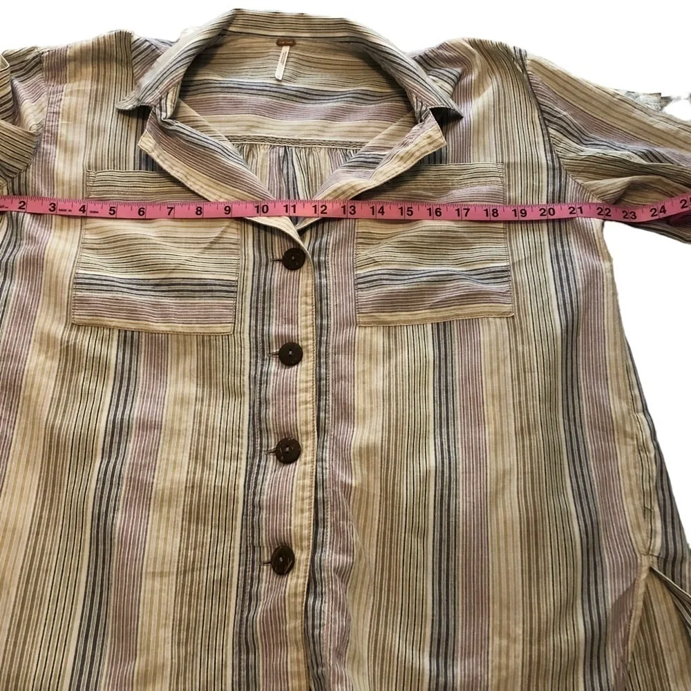 Free People High Tide Striped Button Down Shirt.‎ Size XS but oversized. Striped